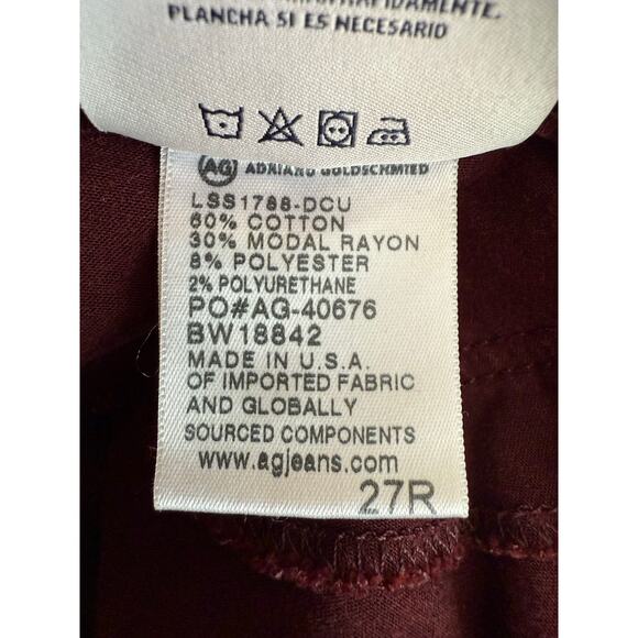 AG Adriano Goldschmied Abbey Ankle Mid-Rise Skinny Ankle Jeans Sz 27 Red Sateen - Picture 9 of 10